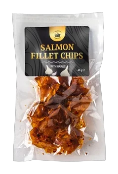 Salmon Fillet Chips, With Garlic, 40g